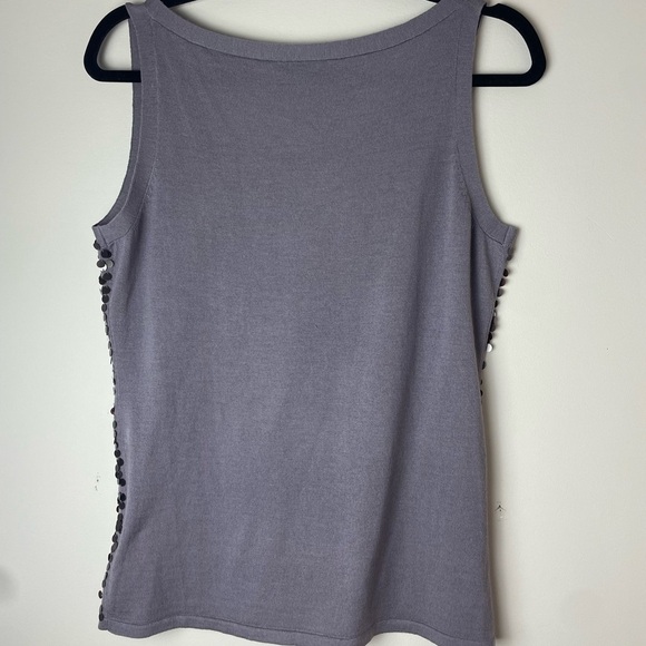 Eileen Fisher Sequined Bling Shell Tank Top Gray 100% Merino Wool Petite Medium - Picture 5 of 8